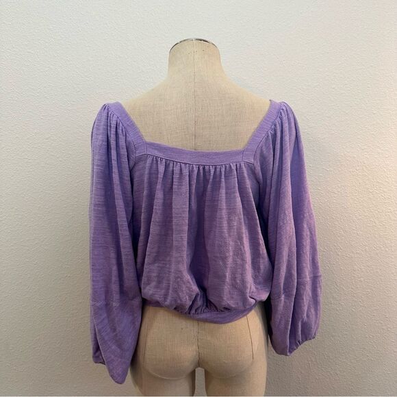 Free People Ballon Sleeve Square Neck Top 232 - Picture 4 of 4